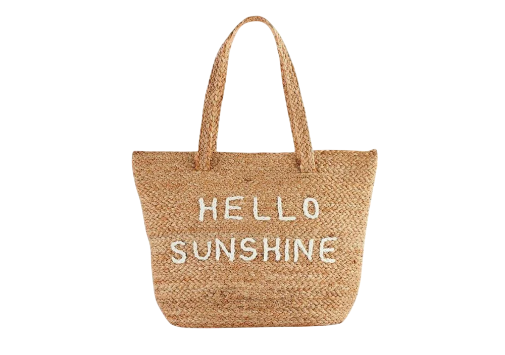 Hello Sunshine Raffia Bag Handmade Raffia Tote Bag
